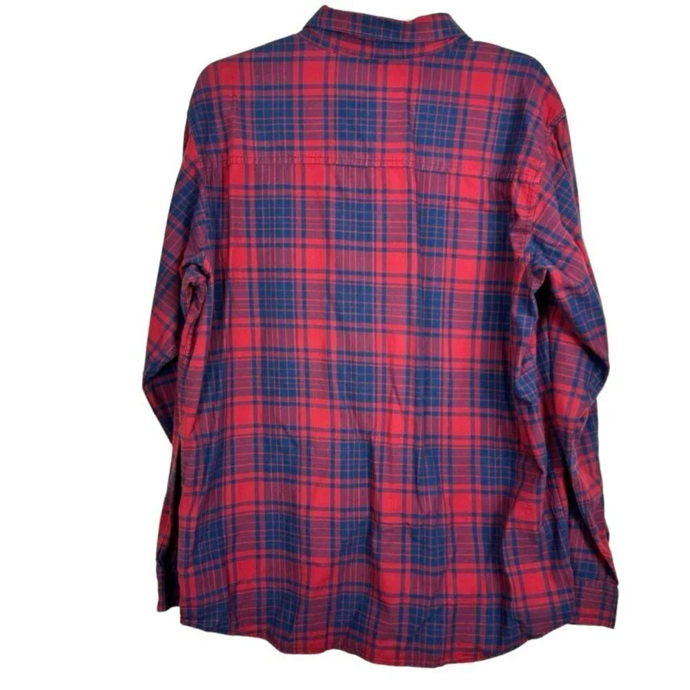 Columbia Casual Button-Down Men's Long Sleeve Blue‎ & Red Plaid Shirt Size Large - Picture 7 of 9